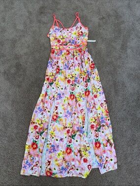 Floral Spaghetti-strap Maxi Dress in Pink